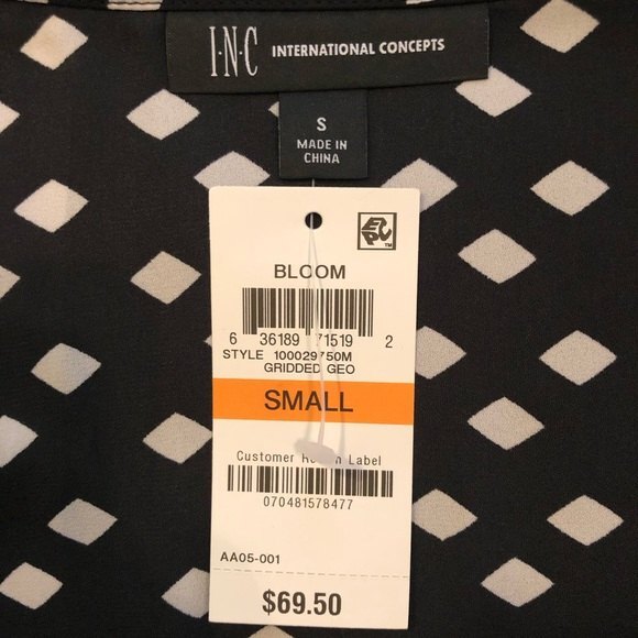 INC International Concepts Top Women S Polka Dot Gridded Geometric - Picture 3 of 3